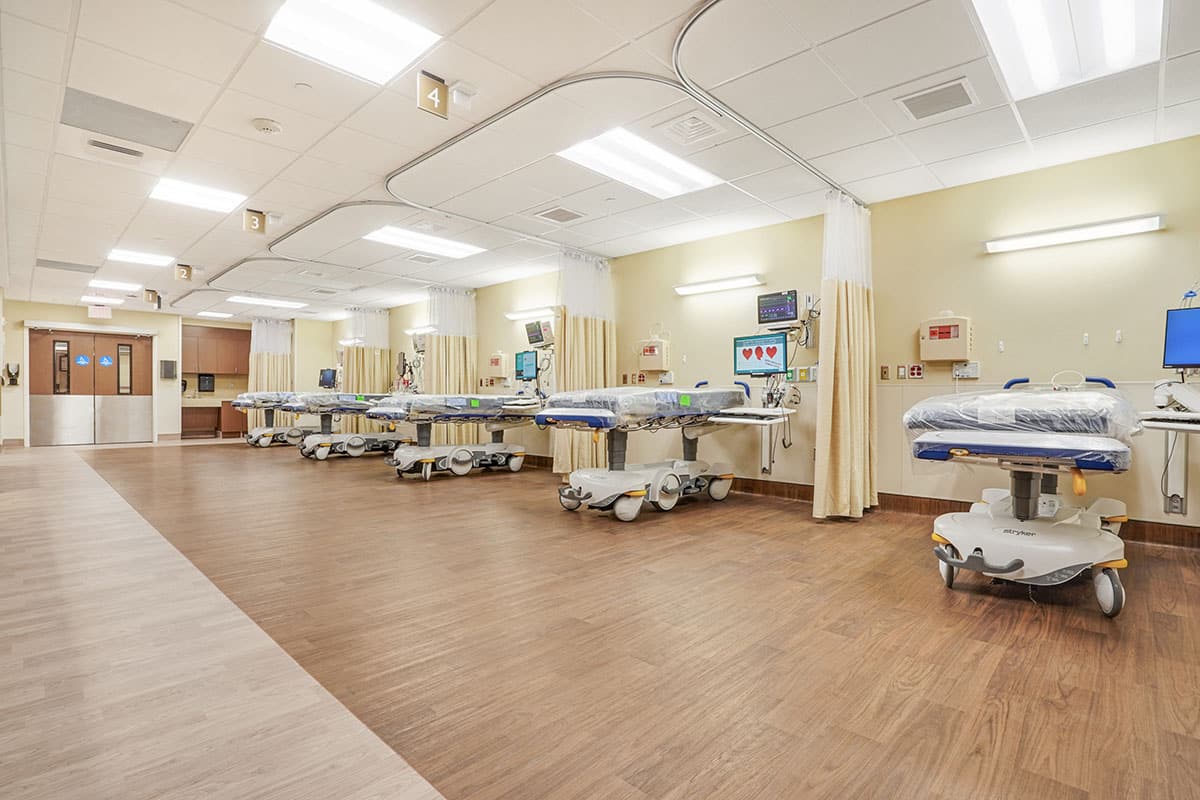 Front view of Jupiter Medical Center's treatment area flooring.
